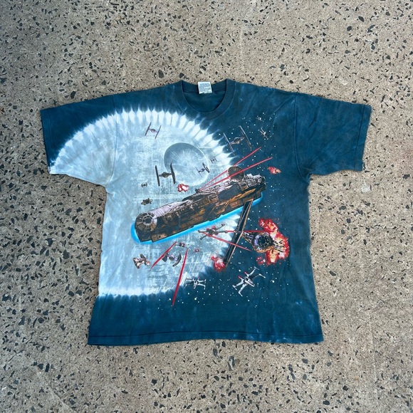 Liquid Blue Other - VTG Rare 1997 Star Wars Liquid Blue Tee Mens XL AOP Millennium Falcon Death Star